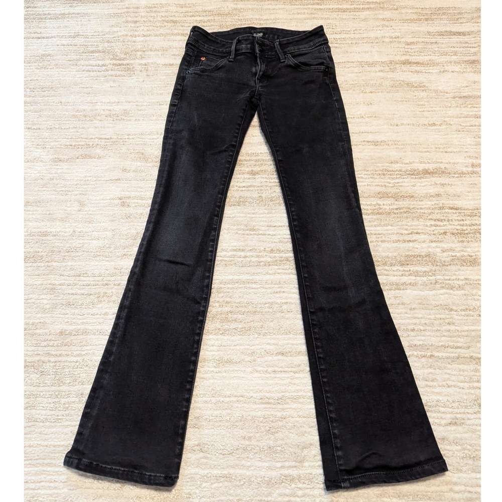 Hudson Beth Baby Boot Jeans Womens Sz 24 Black Flap Pocket W176DBI Low Rise Dark